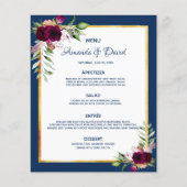 Papier bleu marine mariage florales bordeaux (Devant)