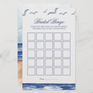 Papier Bleu Nautique Côtier Mer Bridal Bingo