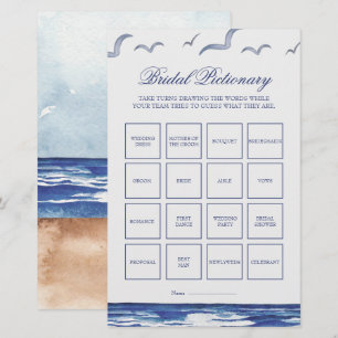 Papier Bleu Nautique Mer de mer Bridal jeu Pictionary