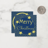Papier Bleu Noël Carte Plat Avec Étoiles (Devant/Arrière en situation)