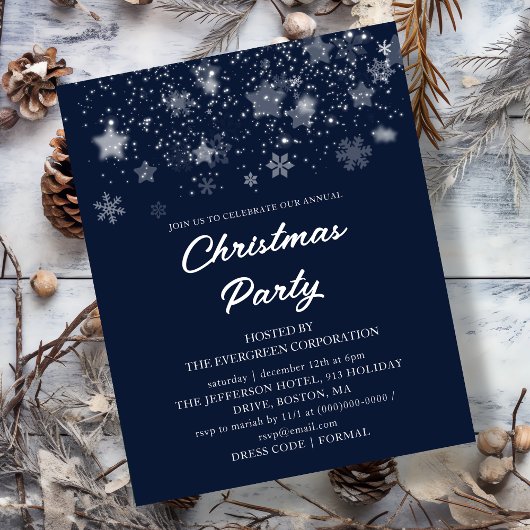 Papier Bleu Noël Party Budget Invitation