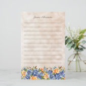 Papier Bleu Orange Tiger Lily Floral Nom de la ligne (Debout devant)