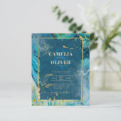Papier Bleu Paon Or ENCRE Mariage Abstrait (Debout devant)