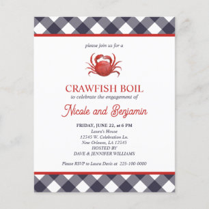 Papier Bleu Plaid Crawfish Boire de fruits de mer