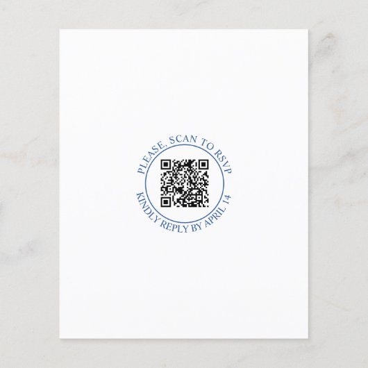 Papier Bleu QR code floral BUDGET faire-part de mariage (Dos)