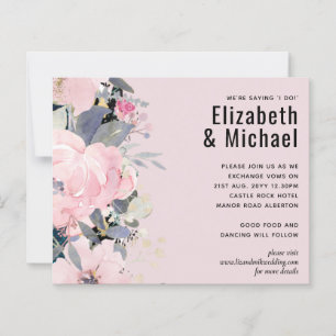 Papier Bleu rose pâle bleu floral Mariage Budget