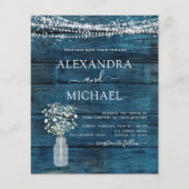 Papier Bleu Rustique Ferme Bébé's Breath Jar Mariage (Devant)