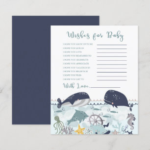 Papier Bleu sous mer Océan Baby shower Voeux pour bébé I