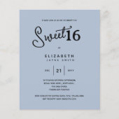 Papier Bleu SWEET 16 Moderne Élégant Budget Anniversaire (Devant)