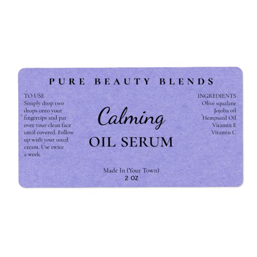 Papier bleu Texture Huile Serum Étiquettes (Devant)