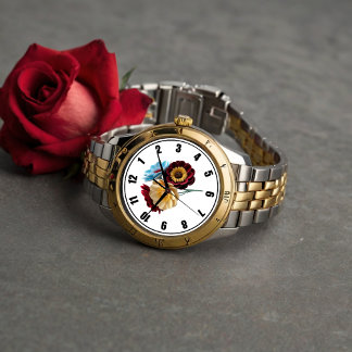 Papier Bloem Boeket met Zwart & Wit Horloge