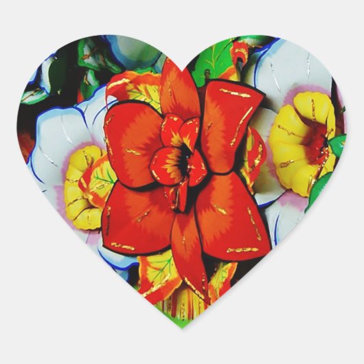 Papier Bloemen Hartvormige Stickers (Voorkant)