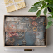 Papier Bloemen, Klok en Gears Mixed Media (Geschenk)