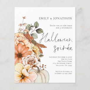 PAPIER Bloemen Pompoen Script Halloween Party Wit Flyer