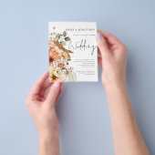 PAPIER Bloemen Pompoen Script QR bruiloft uitnodig Flyer (Hand)