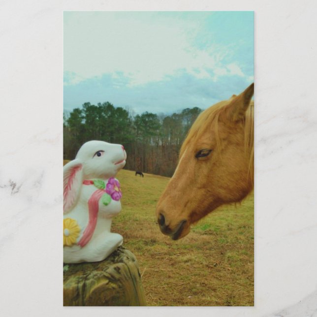 Papier Blond Jaune cheval & Bunny de Pâques (Devant)