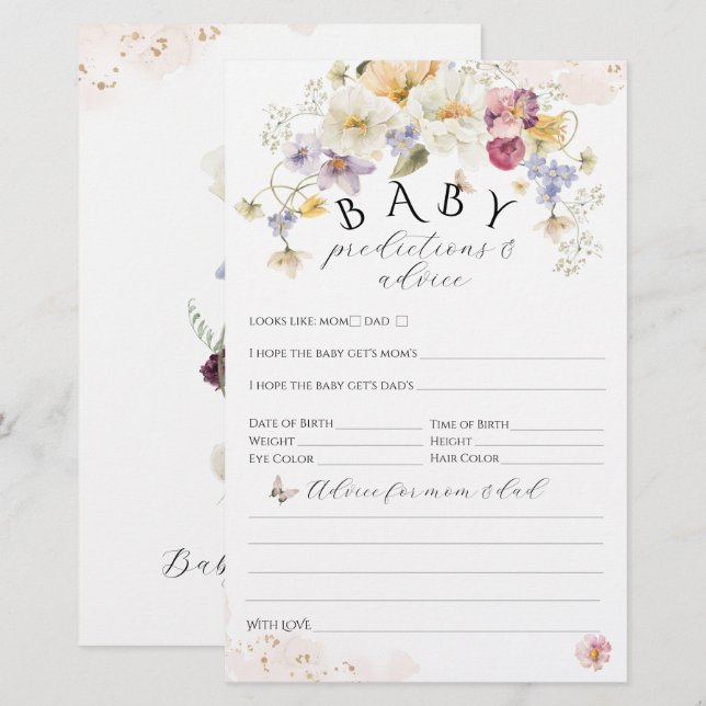 Papier Bloom Fleur sauvage Russe Baby shower jeu (Devant / Derrière)