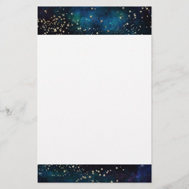 Papier Blue and Gold Under the Stars Night Sky (Devant)