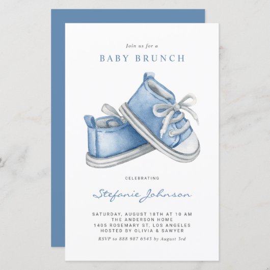 Papier Blue Baby Chaussures C'est un garçon Baby Brunch I (Devant / Derrière)