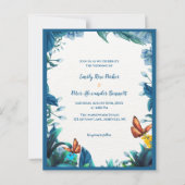 Papier Blue Botanical Butterfly Wedding Invitation (Devant)