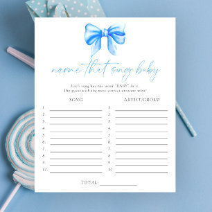 Papier Blue bow baby shower Nom de la chanson bébé jeu