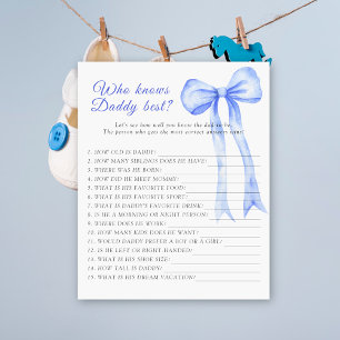 Papier Blue bow baby shower Qui connaît papa meilleur jeu