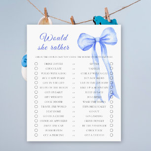 Papier Blue bow baby shower Voudrait-elle plutôt jouer