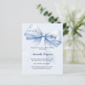 Papier Blue bow c'est une invitation Baby shower garçon (Debout devant)