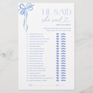 Papier Blue Bow Il Dit Qu'Elle A Dit Fête des mariées Gam