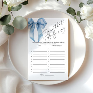 Papier Blue Bow Nom de la chanson bébé garçon douche jeu