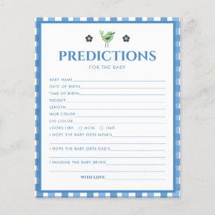 Papier Blue Boy Cute Elephant Prédiction Pour Le Baby sho
