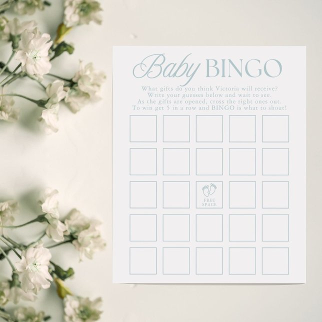 Papier Blue Boy Minimal Baby Shower Bingo Game (Créateur téléchargé)
