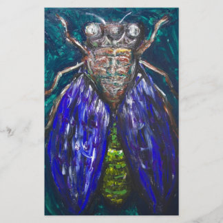 Papier Blue Cicada (peinture d'insecte surréaliste)