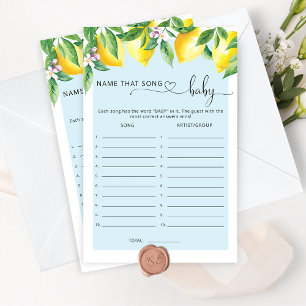Papier Blue citron nom que chanson jeu de baby shower