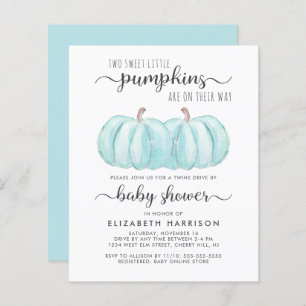 Papier Blue Citrouille Twin Boys Drive Par Baby shower