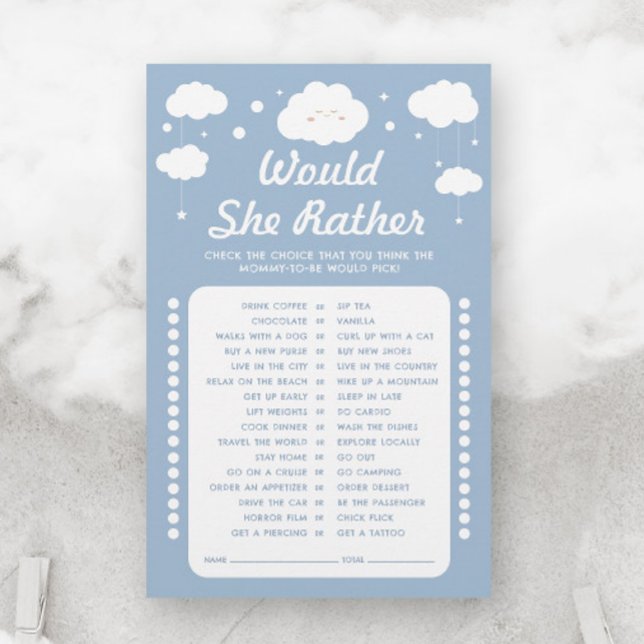 Papier Blue Cloud 9 Baby shower Jeu Plairait-elle (Créateur téléchargé)