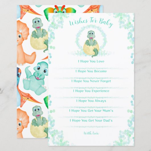 Papier Blue Dinosaur Baby shower Game Wives For Baby (Devant / Derrière)