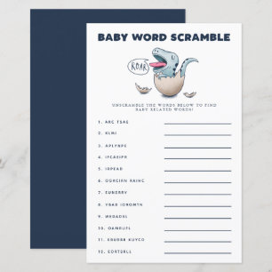 Papier Blue Dinosaur Baby Word Scramble Jeu
