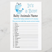 Papier Blue Dinosaur Bébé Animaux Nom Jeu (Devant)