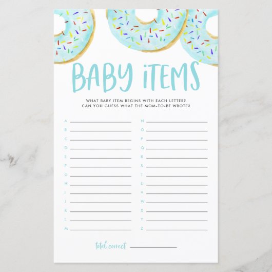 Papier Blue Donuts Devinez Le Baby shower Objets Bébé Jeu (Devant)