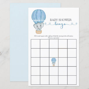 Papier Blue Elephant Baby Boy Douche Bingo Jeu