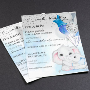 Papier Blue Elephant Baby shower C'est un petit ballons