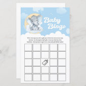 Papier Blue Elephant Baby shower Jeu de Bingo (Devant / Derrière)