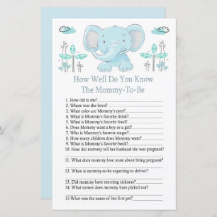 Papier Blue éléphant Comme vous connaissez bien le baby s