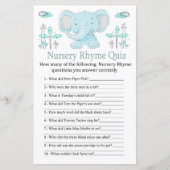 Papier Blue éléphant Nursery Rhyme jeu de baby shower (Devant)