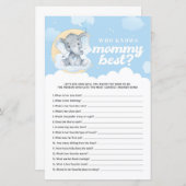 Papier Blue Elephant qui connaît maman meilleur jeu (Devant / Derrière)