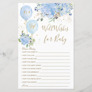 Papier Blue Floral Balloon Boy Guess Well Wives for Baby