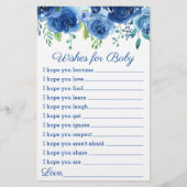 Papier Blue Floral Boy souhaite Baby shower Jeu (Devant)
