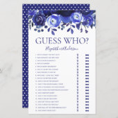 Papier Blue Floral Devinez Qui Fête des mariées Jeu (Devant / Derrière)
