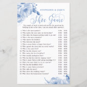 Papier Blue Floral Mariage ou Couples Douche Jeu (Devant)